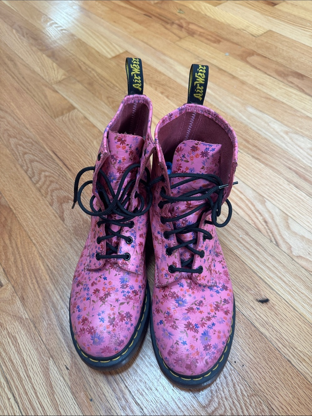 Dr. Martens Pink Floral Lace-Up Women's Boots